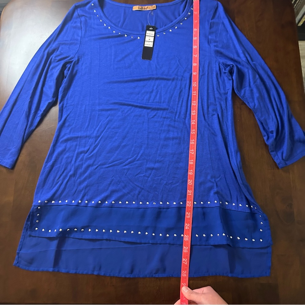 NWT Belldini Royal Blue Tunic Style Top Shirt Size Medium - Picture 10 of 11